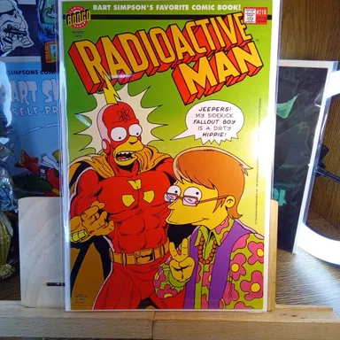 Radioactive Man:  Jeepers! My sidekick FALLOUT BOY is a dirty HIPPIE!  #216
