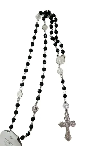 Black /Silver Rosary - Necklace Funds to AM Mission