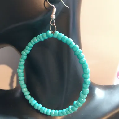 blue/green glass beaded earrings