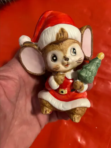Vintage Homco Christmas Mice Figurines Santa Ceramic Set of 3