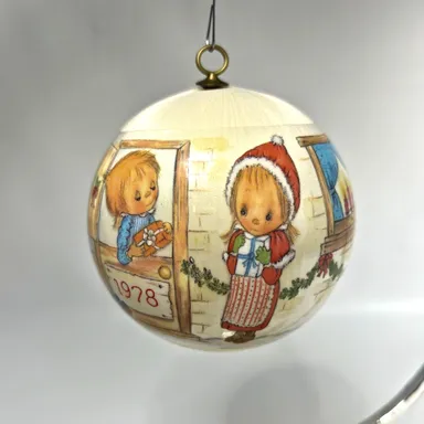 Hallmark Silk Wrapped Christmas Ornament Vintage Precious Moments 1978