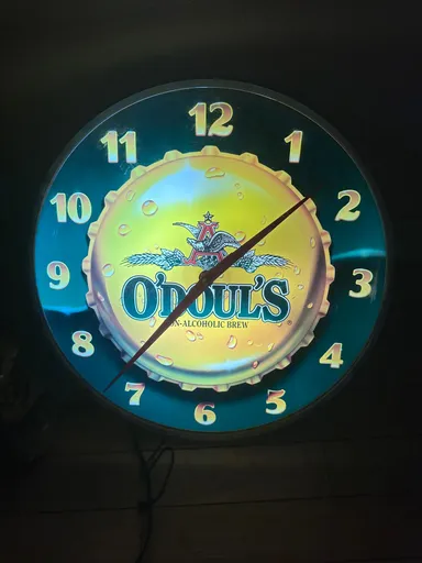 1991 O'Doul's Non Alcoholic Beer 14" Light Up Clock Sign Anheuser Busch ODouls