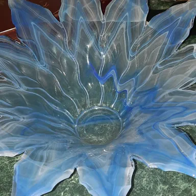 Murano ice blue lotus bowl
