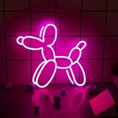 Pink Balloon Dog LED Wall Art