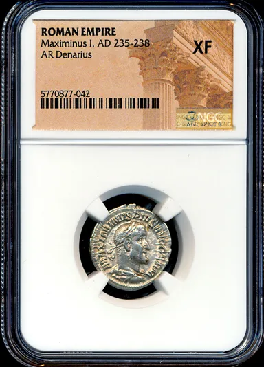 M65 NGC XF Maximinus Thrax 236-238 AD Roman Imperial Silver Denarius Ancient coin