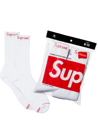 Supreme White Crew Socks