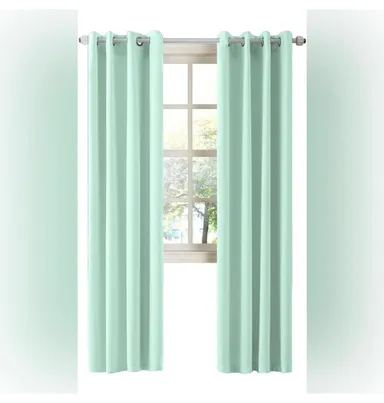 Set of 2 Aqua Thermal Insulated Blackout Curtains