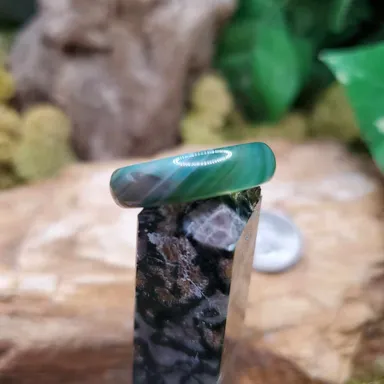 Green Banded Agate Ring