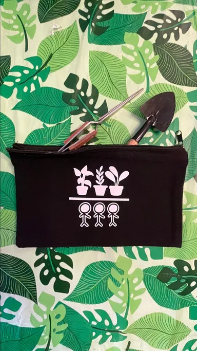Plants Over People black canvas makeup/small tools pouch