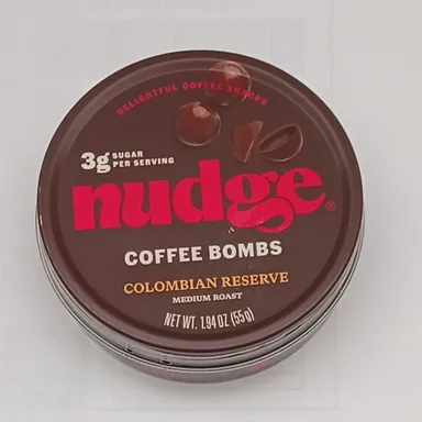 Nudge Coffee Bombs 1.94oz Tin - Colombian Reserve Flavor - Keto friendly, Natural Caffeine