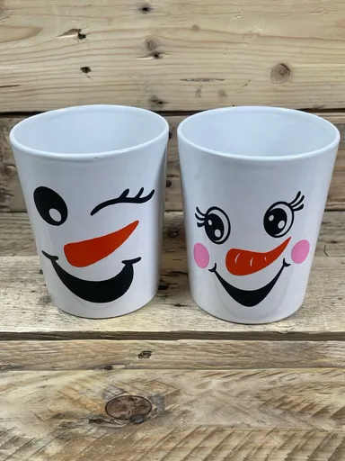 Set of 2 Royal Norfolk Snowman Mugs 20 oz White Christmas Winter Frosty Face Cup