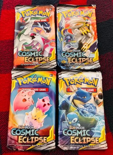 ART SET - Pokémon Cosmic Eclipse 4 pack Art Set (tin fresh packs)