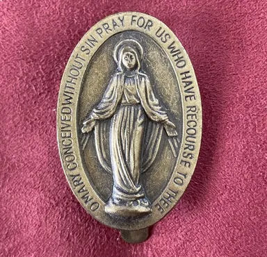 Vintage Brass Virgin Mary Visor Clip