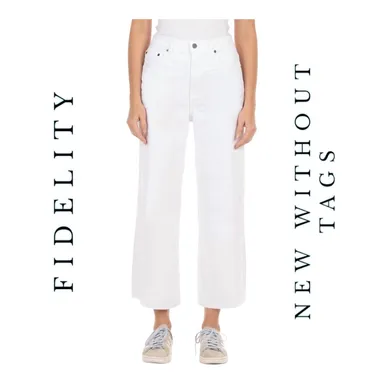 FIDELITY SAVANNAH CROPPED DENIM JEANS WHITE IN COLOR SIZE SEE MEASUREMENTS