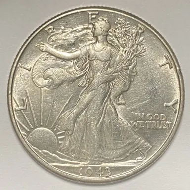 1943 Walking Liberty Silver Half Dollar AU ABOUT UNCIRCULATED NICE COIN!
