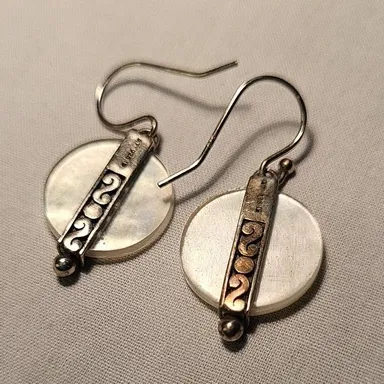 Sterling silver and mother of pearl dangle earrings *