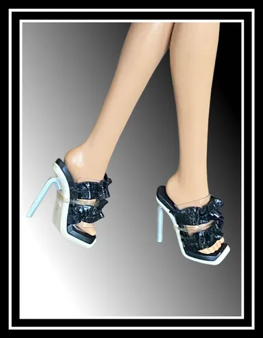 Monster High Off-White Symphanee Midnight Black Stiletto Heels Shoes