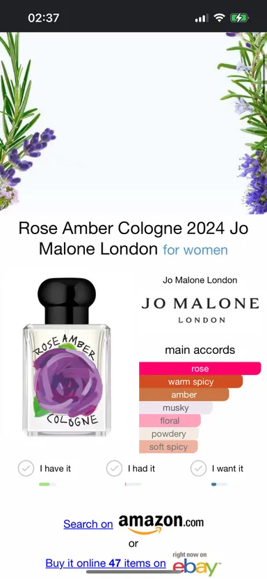 Jo Malone London Rose Amber Deluxe Travel Spray For Women 9 ml.
