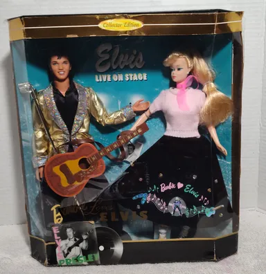 1996 Barbie Loves Elvis Collector Edition Mattel 2 Pc Doll Set - Box Damaged