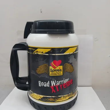 Loves Gas Station *64 oz* ROAD WARRIOR XTREME Huge Plastic Thermos Drink Mug With Tire - Whirley 