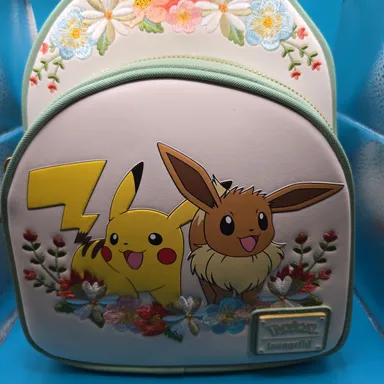Pokemon Loungfly Pikachu and Eevee Floral Mini Backpack