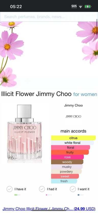 NIB Jimmy Choo Illicit Flower Deluxe Mini Perfume For Women 5 ml.