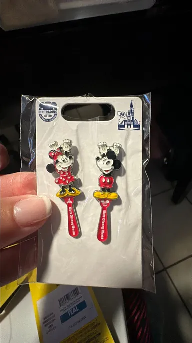 Mickey and Minnie Backscratcher Pin
