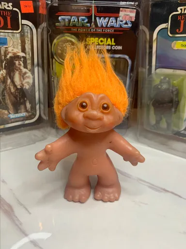 Vintage Troll Doll Dam Brand Figure 1986 Orange Hair Naked Figurine 5" Toy