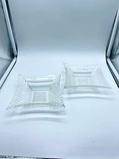 Pair of Clear Glass Trinket Dishes