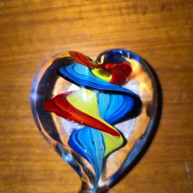 880  Bright Colored Heart Paperweight