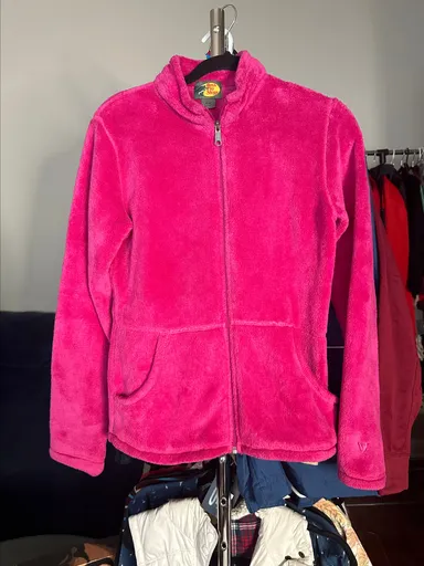 Women’s Juniors Bass Pro Shops Pink Full Zip Fleece Coat Jacket Size XL (14-16)