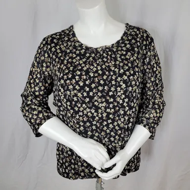 Croft & Barrow Lined Floral Print Round Neck Blouse Size 3X