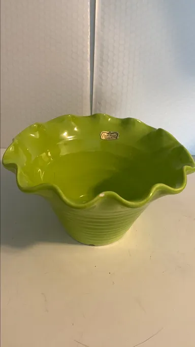 MCM Lime Green Ruffled Royal Haeger Pottery pot