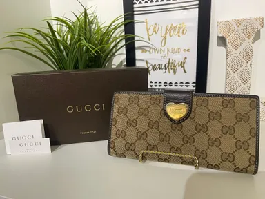37. Gucci Canvas Long Wallet INCLUDES BOX & CARDS