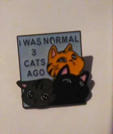 Cat Pin "I Was Normal 3 Cats Ago" Kitty Kitten Meow New