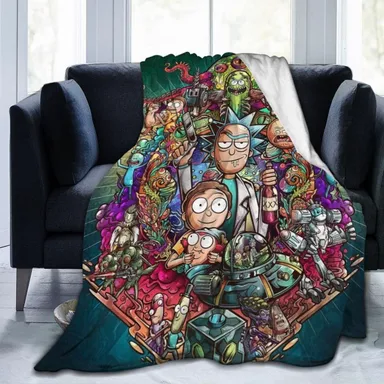 Rick and Morty Ultra Soft Cartoon Flannel Blanket 50x60