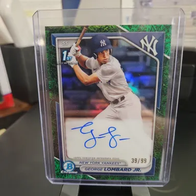 2024 Bowman Chrome 1st Green Grass Refractor Auto /99 George Lombard Jr. Yankees