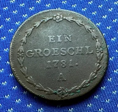 1781 Austrian Empire 1 Groschl Coin A MINT Josef II #ZX203