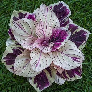 25 Seeds Multi Color Calathea Couture Flower Beautiful White Purple leaves