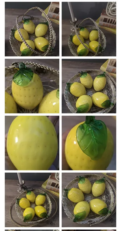 Vintage style Murano decorative Art Glass Yellow lemons