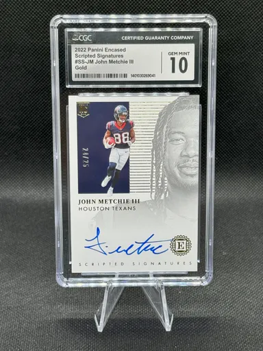 POP 1! GEM MINT 10/10 AUTO *ON-CARD AUTO* 2022 Encased Scripted Signatures Gold John Metchie III SP Numbered to /25! 