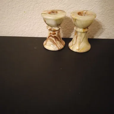GORGEOUS Pair of Variegated Marble 3" Candle Holders.

Add a touch of elegance to your home decor wi