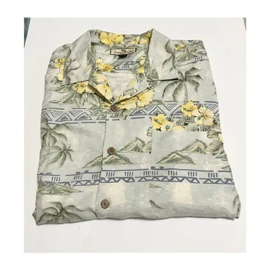 Tommy Bahama Mens  Large Short Sleeve Floral Print Button Down Silk Shirt