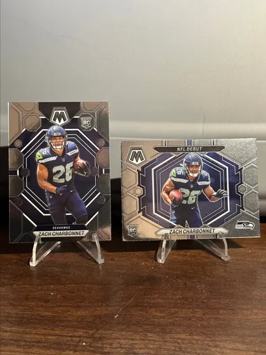 2023 Panini Mosaic Zach Charbonnet NFL Debut Base Rookie RB Seattle Seahawks & Mosaic Rookie Card