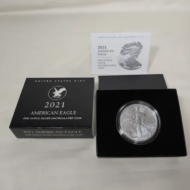 US Mint American Silver Eagle (ASE) uncirculated coin