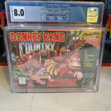Donkey Kong Country SNES CIB Graded 8.0 CGC