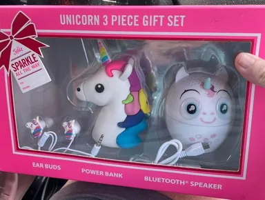 Unicorn Bluetooth Speaker, Charging Bank, and Earbuds Set