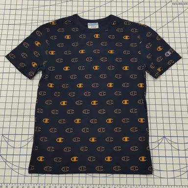 Champion All-over Print Short Sleeve Shirt S Blue/Orange