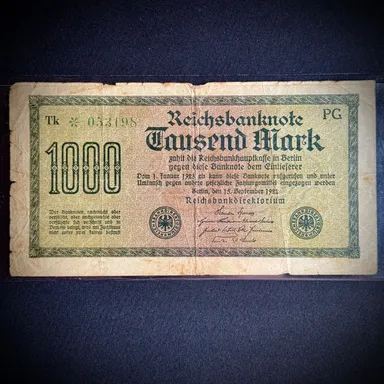 1922 German 1000 Mark Reichsbanknote