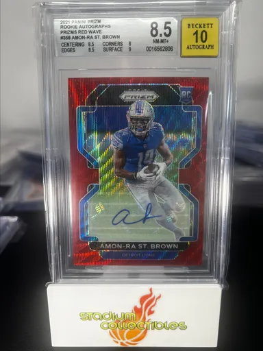 2021 Prizm Amon-Ra St Brown Rookie Auto Red Wave /149